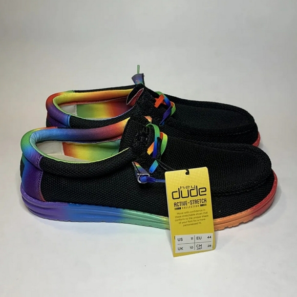 Hey Dude Shoes Hey Dude Pride Rainbow Colorful Black Wally Stretch